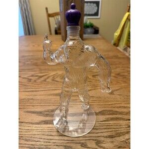 Bigfoot Sasquatch Yeti Gorilla Shaped Clear Glass Decanter Bottle Crown